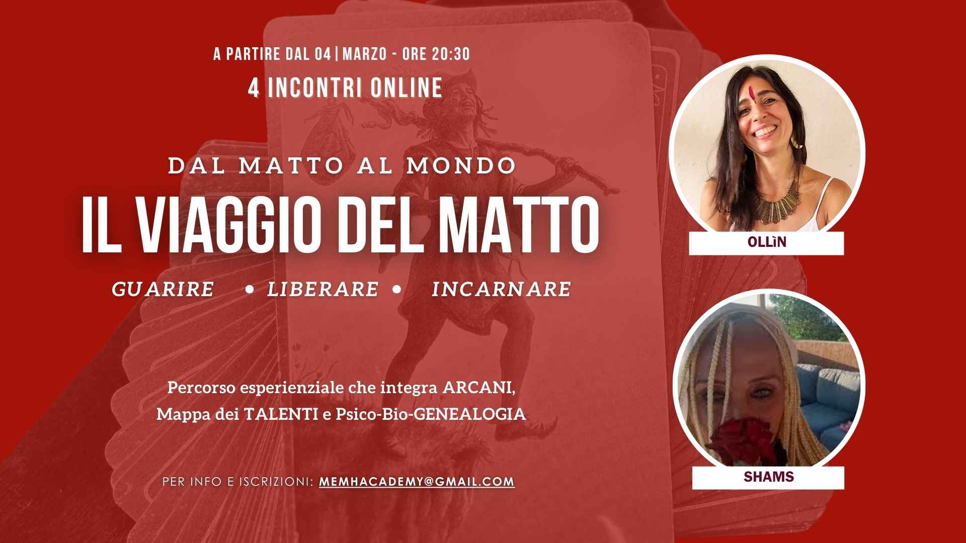corso online tarocchi, genealogia e mappa dei talenti con francesca ollìn vannini e shams. il viaggio del matto